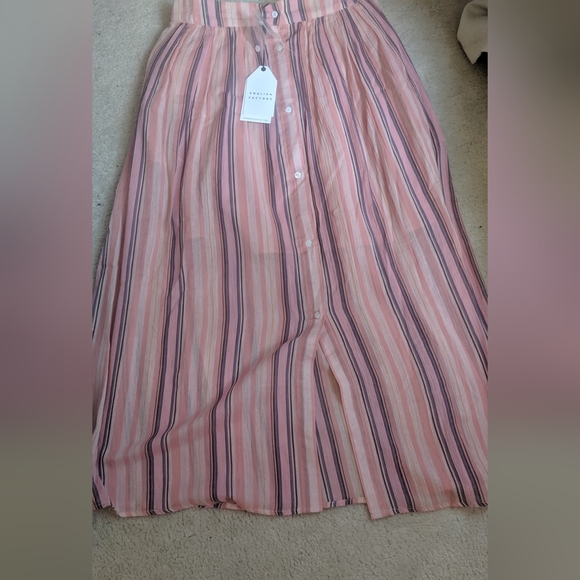 English Factory New pastel pink stripe skirt- SM - Picture 5 of 6